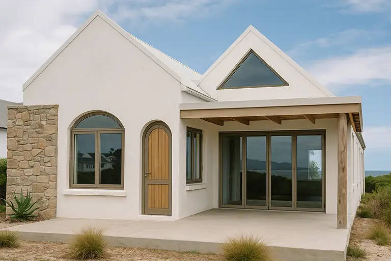 Custom-made arch window and veranda for modern home in Hermanus